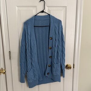 Cozy Blue Cable Knit Cardigan